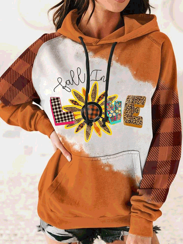 Women's Hoodies Casual Print Pocket Drawstring Hoody