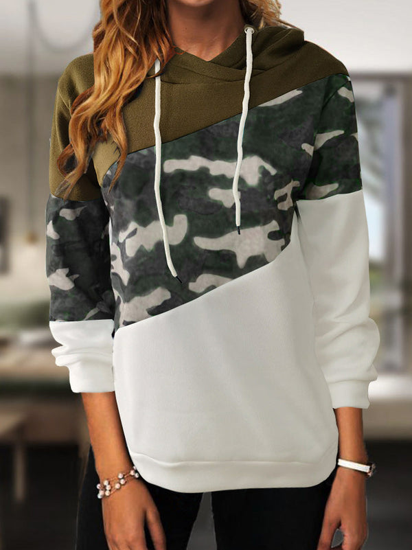 Women's Hoodies Colorblock Long Sleeve Drawstring Hoody