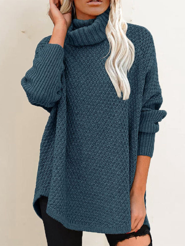 Women's Sweaters Loose Solid Turtleneck Long Sleeve Sweater