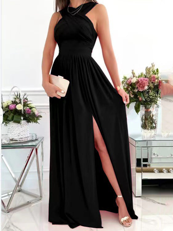 Women's Dresses Halterneck Open Back Sleeveless Slit Dress