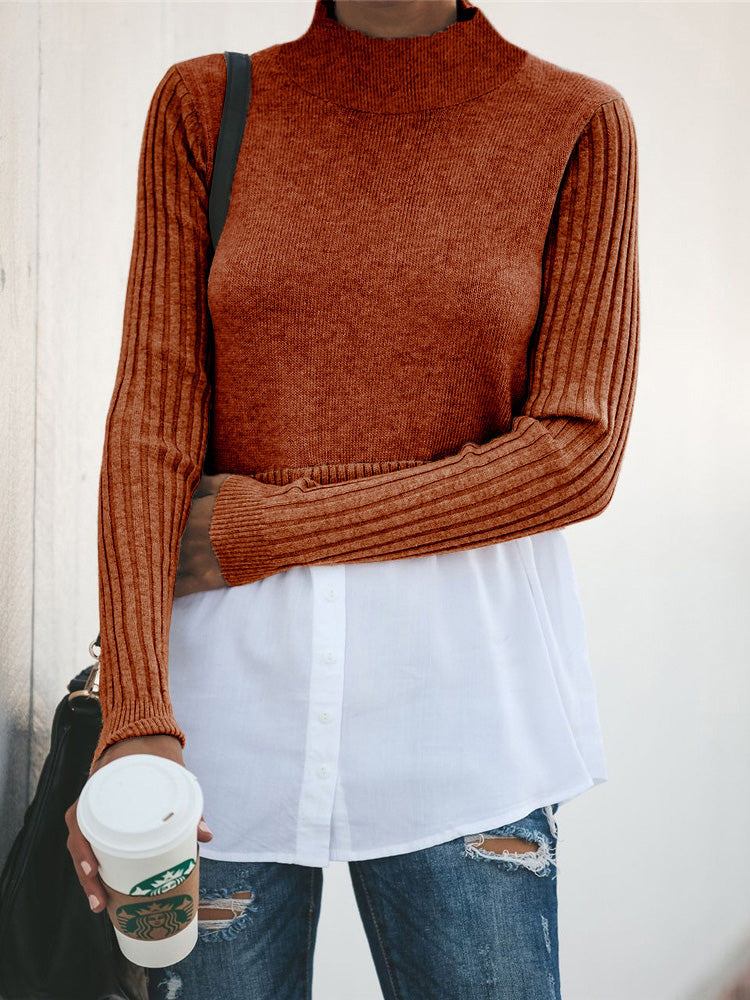 Women's Sweaters Button Panel Long Sleeve Slim Sweater