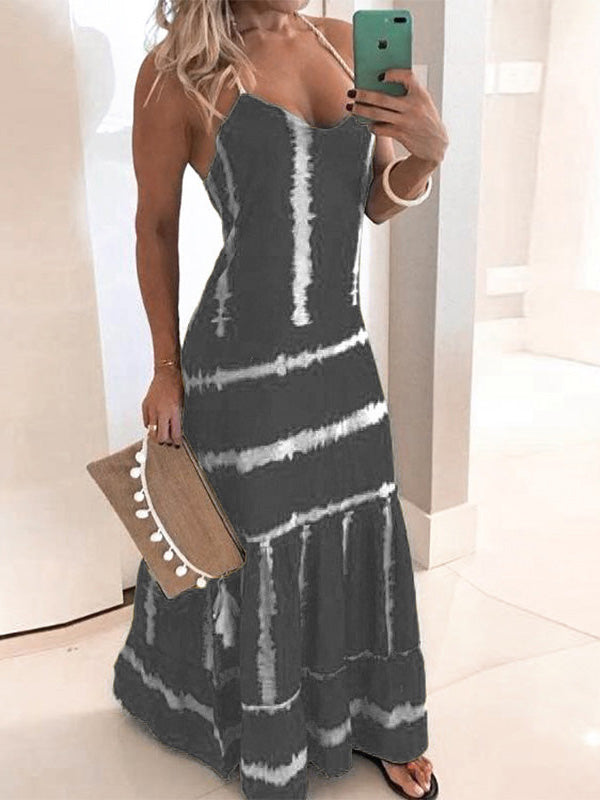 Women's Dresses Sling Stripe Print Sleeveless Fitted Dress