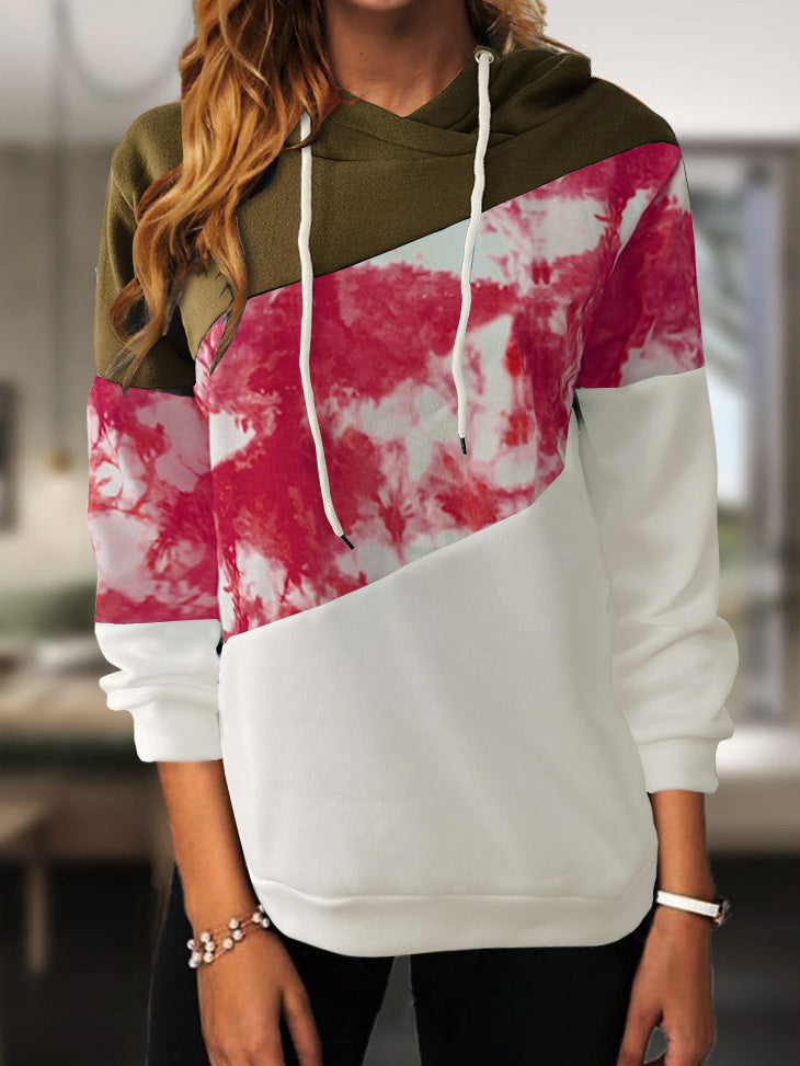 Women's Hoodies Colorblock Long Sleeve Drawstring Hoody