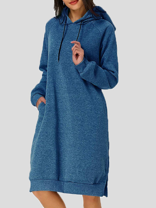 Women's Dresses Casual Solid Pocket Hooded Dress