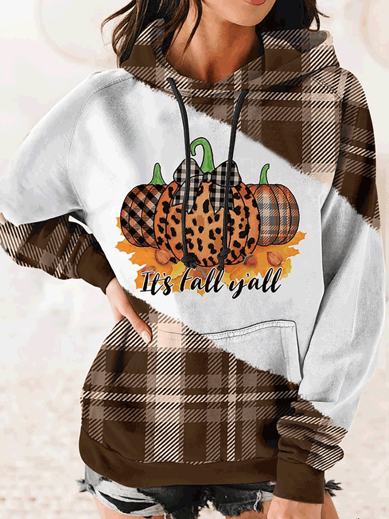 Women's Hoodies Casual Print Pocket Drawstring Hoody