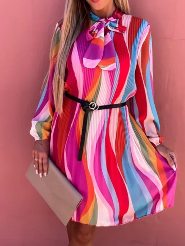 Casual Long Sleeve Colorful Loose Party Dress