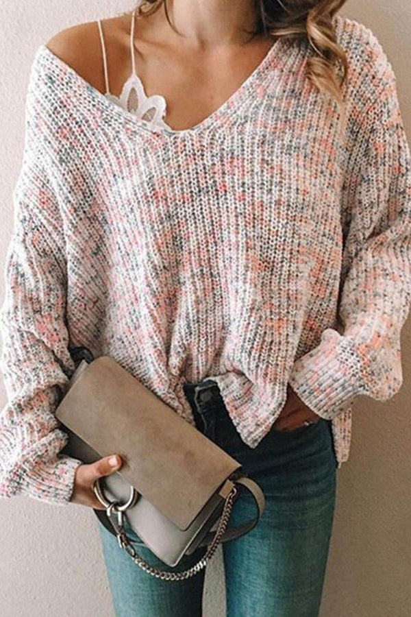 Knitted Casual V-neck Sweater