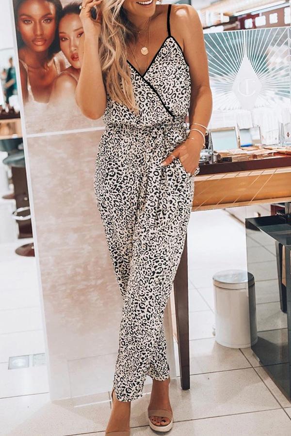 Sexy Leopard-print Strapped jumpsuit