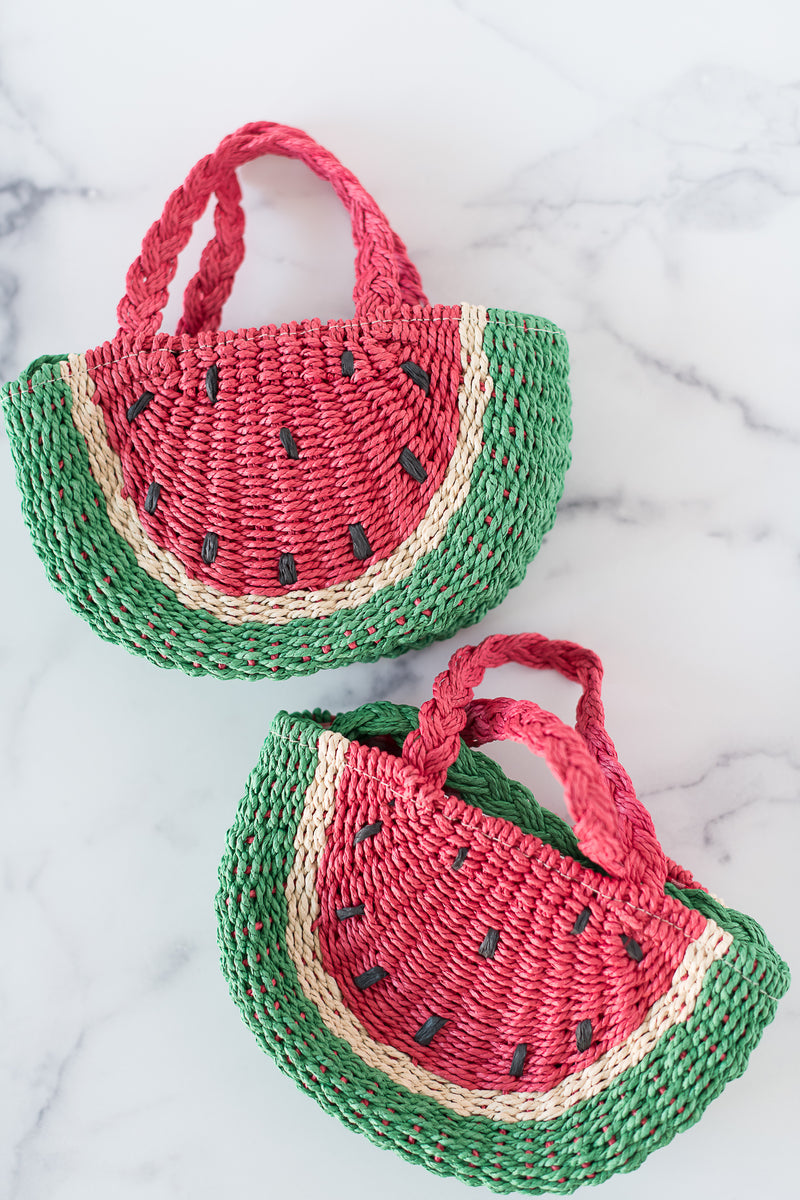 Watermelon Orange Straw Tote Bag