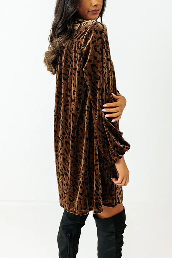 Changing Seasons Fashion Leopard Velvet Dress