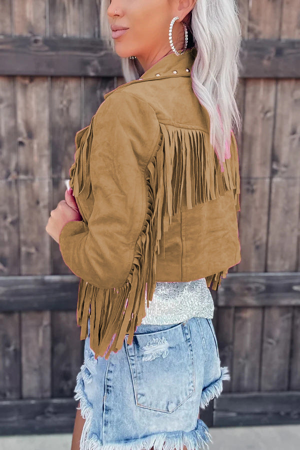 Here for A Good Time Fringe Suede Jacket