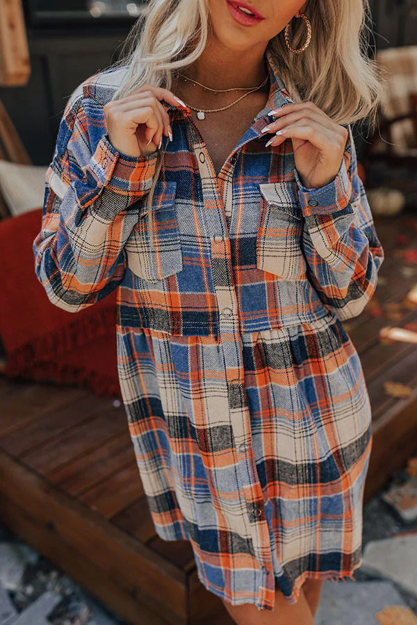 Autumn Sweetheart Flannel Plaid Babydoll Dress