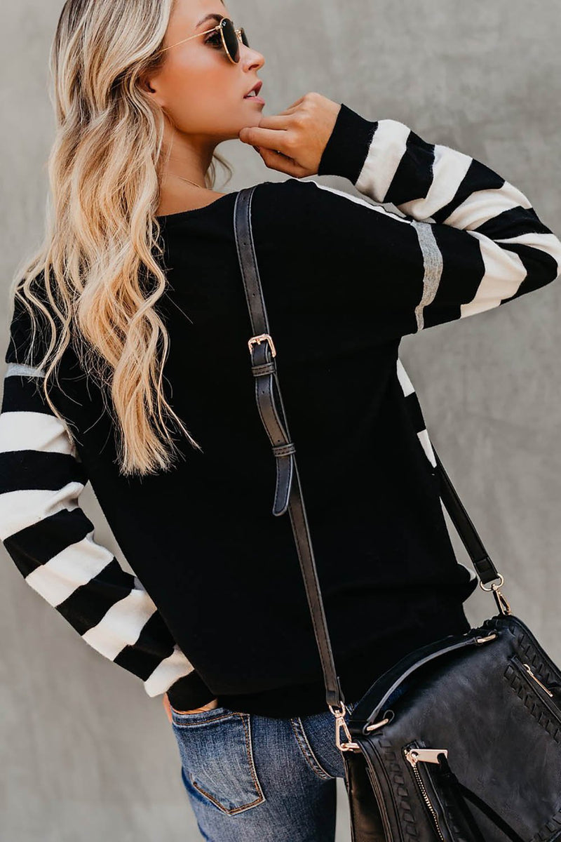 Long Sleeve Stripe Scoop Neck T-shirt