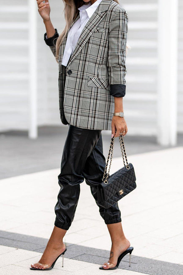 Rule The Day Plaid Lapel Blazer