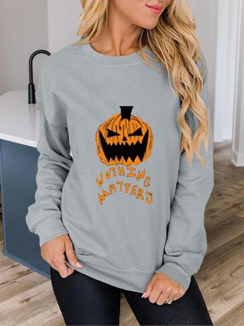 Halloween Animal Print Pumpkin Graphic Sweatshirt