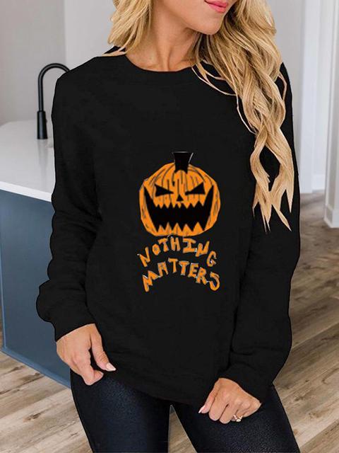 Halloween Animal Print Pumpkin Graphic Sweatshirt