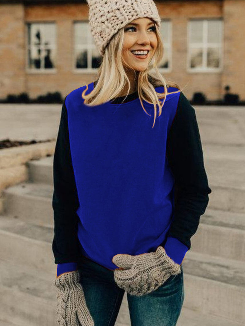 Long Sleeve Round Neck Stitching Top