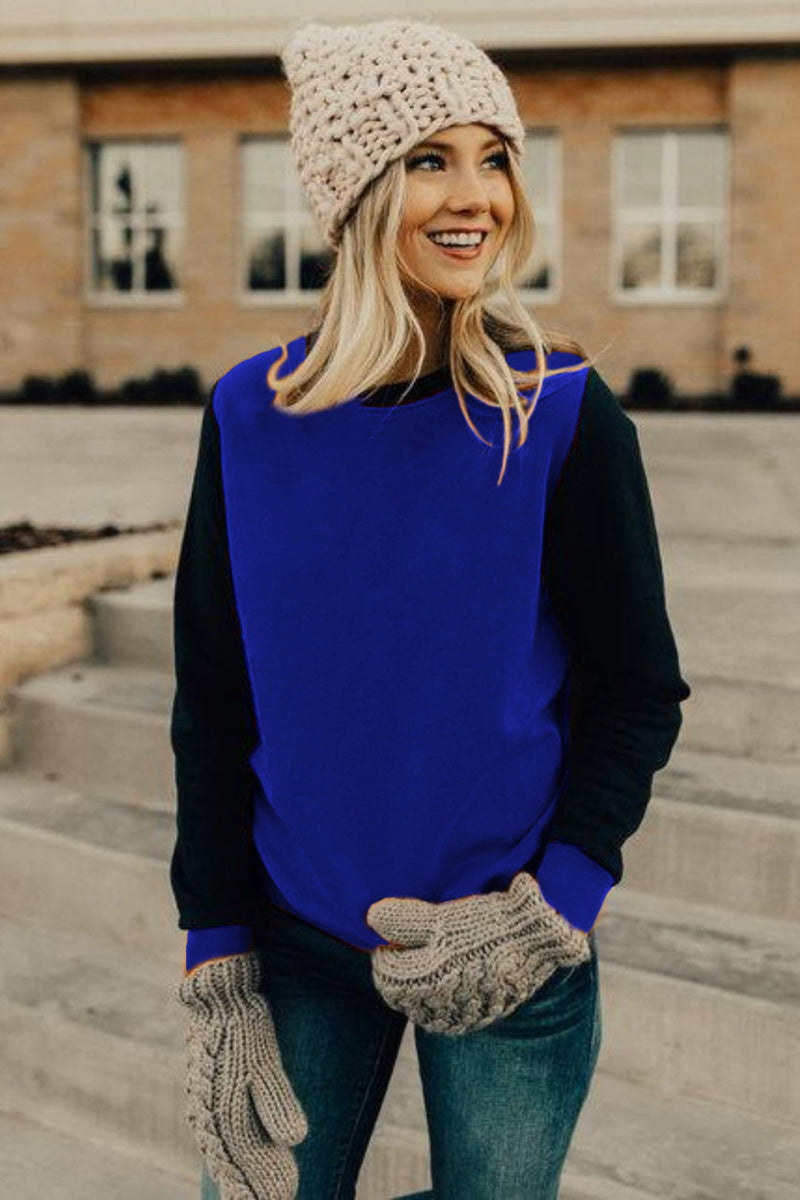 Long Sleeve Round Neck Stitching Top