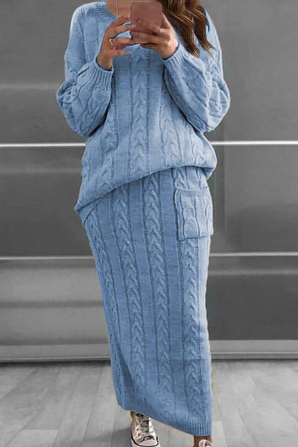 Mylah Pocket Knit Sweater Dress Two-piece Suit