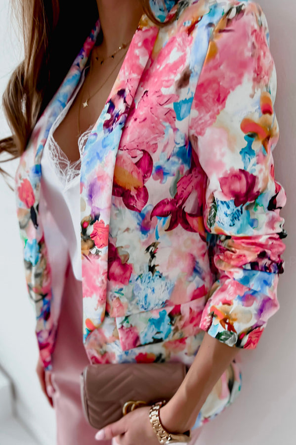 Free and True Floral Lapel Leisure Suit Blazer