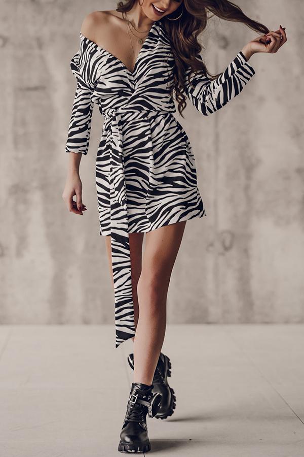 Amazed By You Zebra Print Wrap Dress