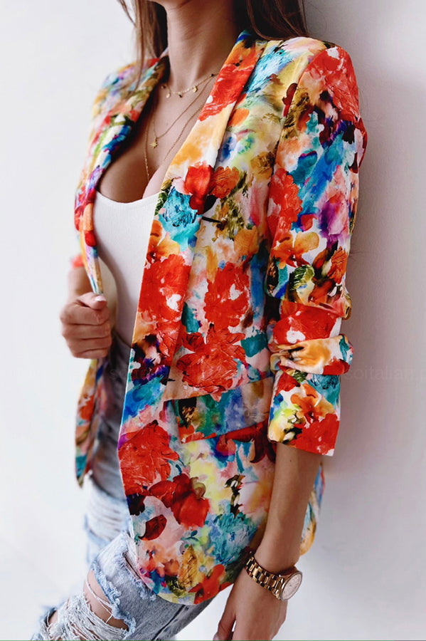 Free and True Floral Lapel Leisure Suit Blazer