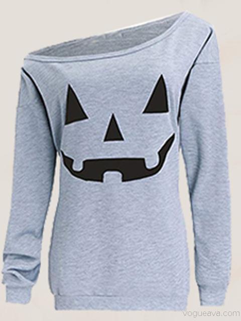 Halloween Off Shoulder Long Sleeve Sweatshirt