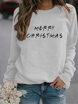 Casual Merry Christmas Letter Print Sweatshirt