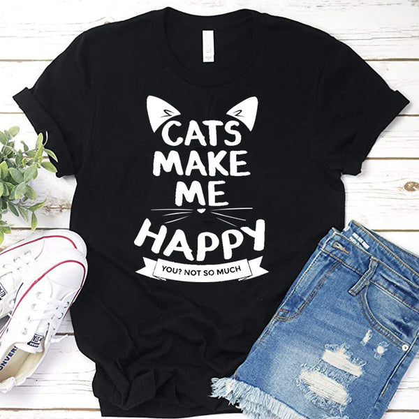 Short Sleeve Round Neck Cats T-Shirt