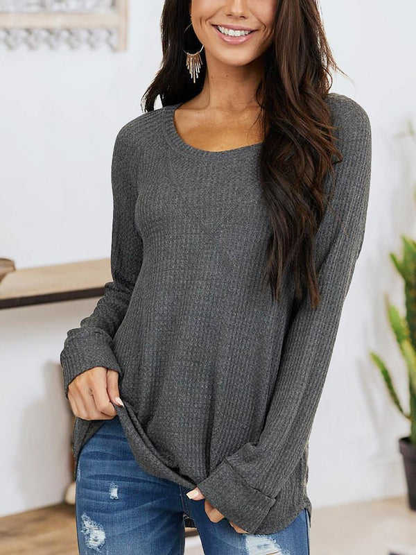 Loose Solid Long Sleeve T-shirt