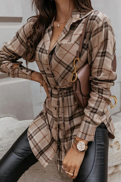 Grab My Hand Plaid Button Up Belt Shirt