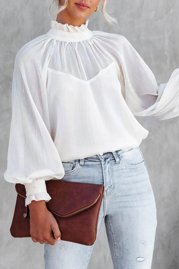 Glimpse of Glam Sheer Ruffle Blouse