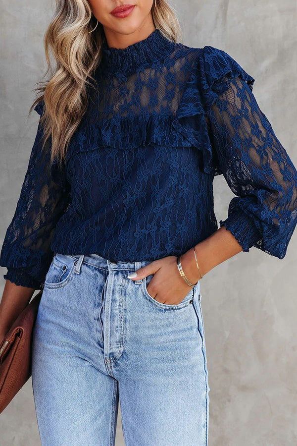 Novakiki Finding Romance Lace Ruffle Sleeve Blouse