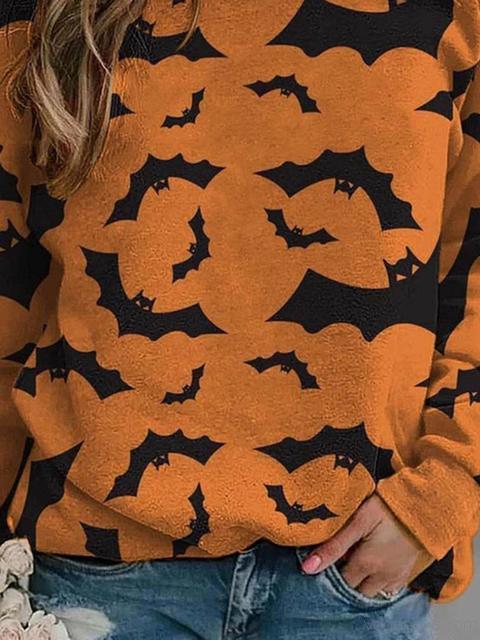 Halloween Bat Pattern Pullover Sweatshirt
