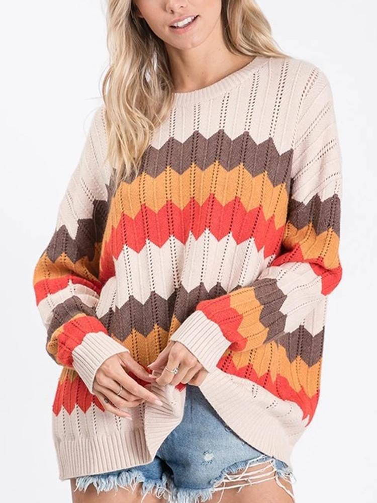 翻译0914 Zigzag Stripe Hit Color Sweater