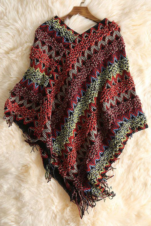 In Your Eyes Ethnic Knit Poncho