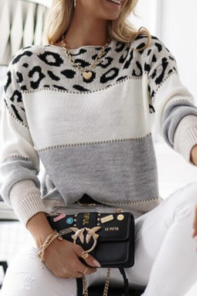 Leopard Color Block Sweater