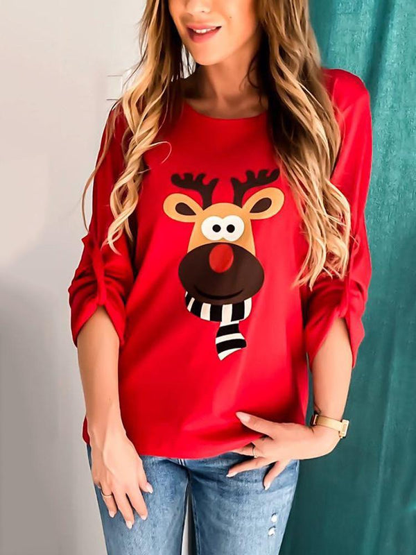 Christmas Cartoon Elk Long Sleeve T-shirt