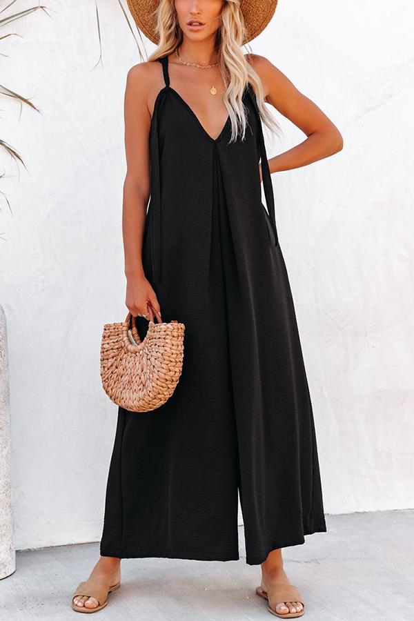 Perfectly Pocketed Wide Leg Adjustable Jumpsuit