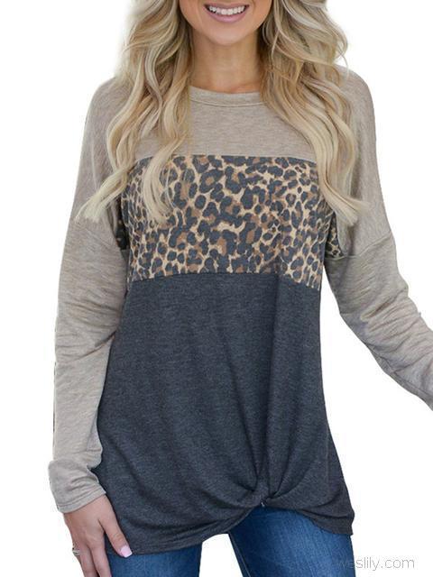 Leopard Print Contrast Shirts