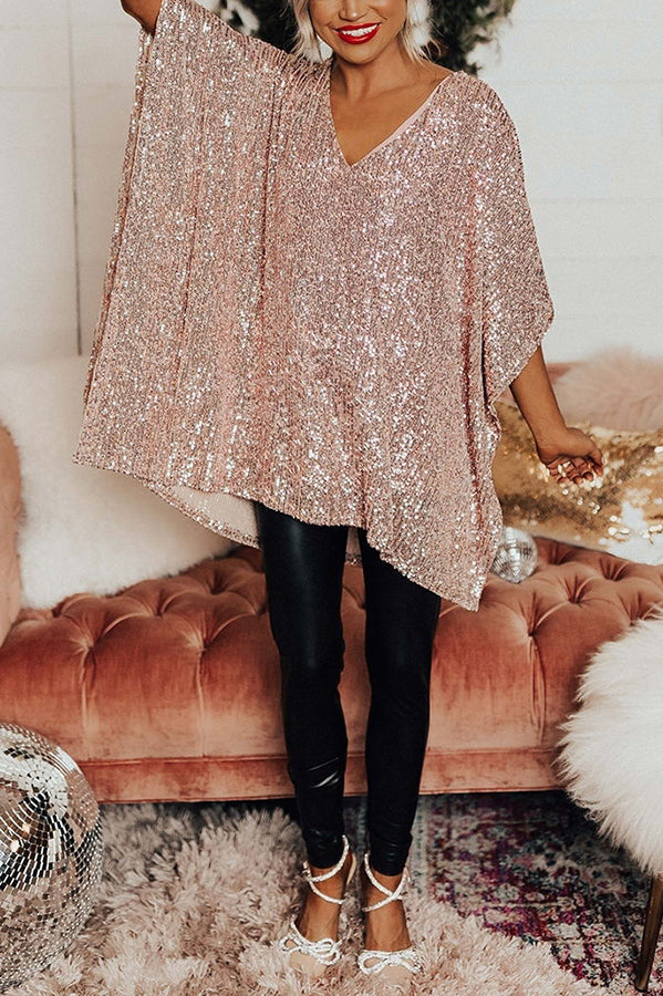 Light The Way Sequin Shift Tunic Blouse