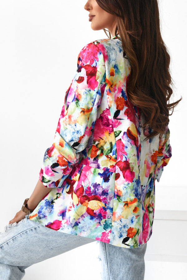 Free and True Floral Lapel Leisure Suit Blazer