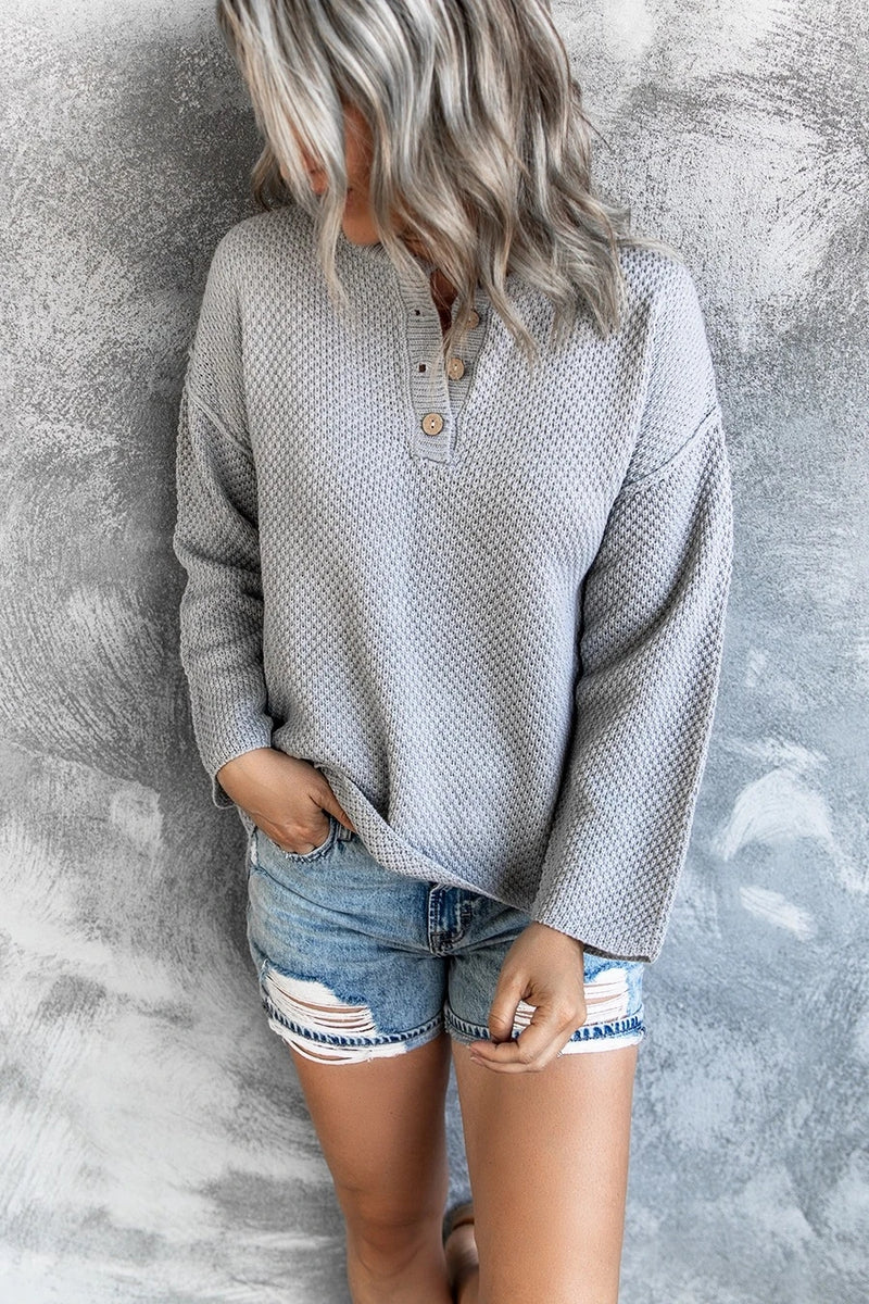 Button Up Knit Long Sleeve Sweater
