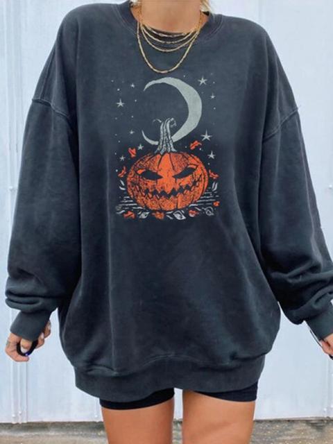 Halloween Pumpkin Star Print Sweatshirt