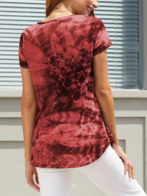 Short Sleeve Tie-Dye Print T-shirt