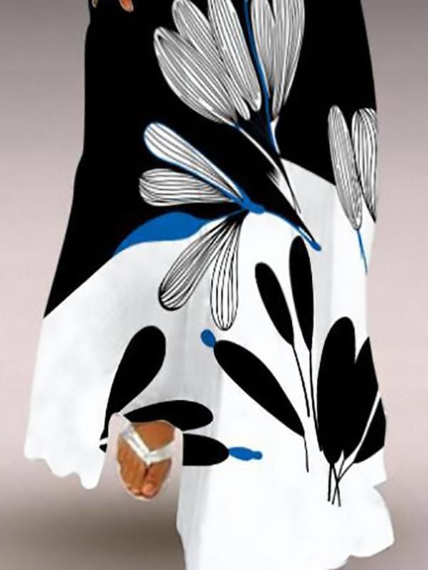 Sleeveless V-neck Printed Flower Long Dress