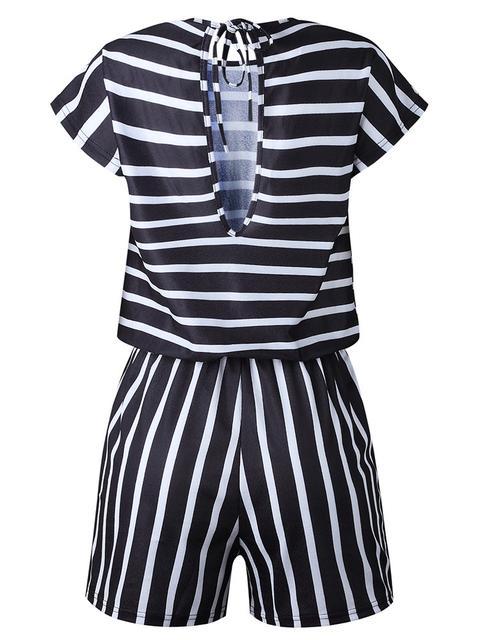 Stripes Print Casual Romper