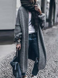 Thick Solid Long Cardigan Sweater