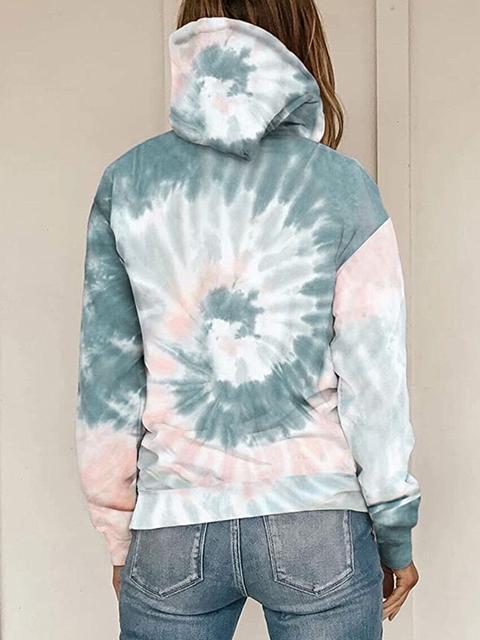 Tie-dye Print Hooded Sweatshirt With Pocket