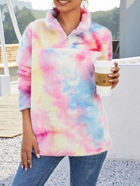 Tie-dye Print Plush Pullover